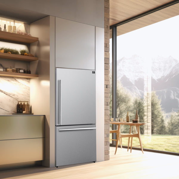 FORNO Milano Espresso 17.2-cu ft Counter-Depth Bottom-Freezer Refrigerator Stainless Steel ) ENERGY STAR Certified