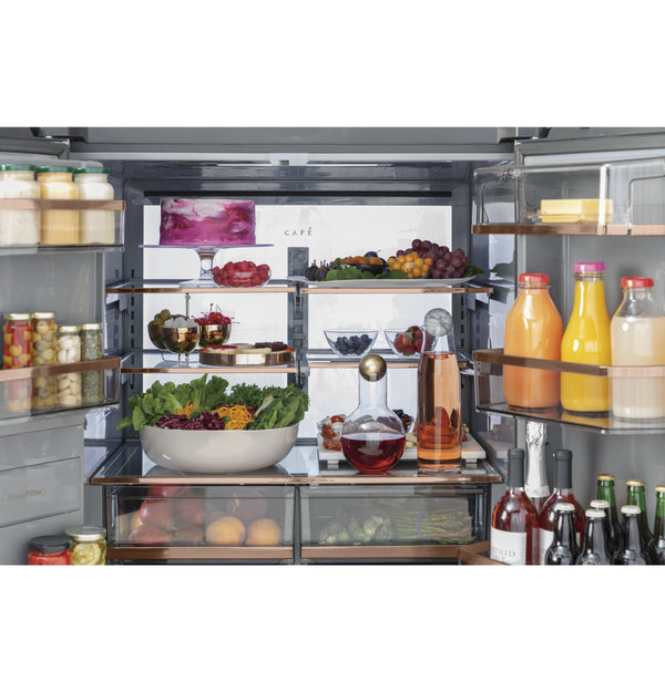 Cafe Counter-Depth 22.3-cu ft 4 -Door Smart Compatible French Door Refrigerator with Ice Maker with Water and Ice Dispenser ( Stainless Steel ) ENERGY STAR Certified