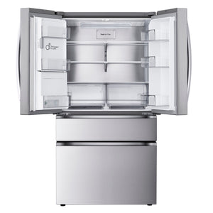 LG Standard-Depth 28.6-cu ft 4 -Door Smart Compatible French Door Refrigerator with Dual Ice Maker with Water and Ice Dispenser ( PrintProof Stainless Steel ) ENERGY STAR Certified