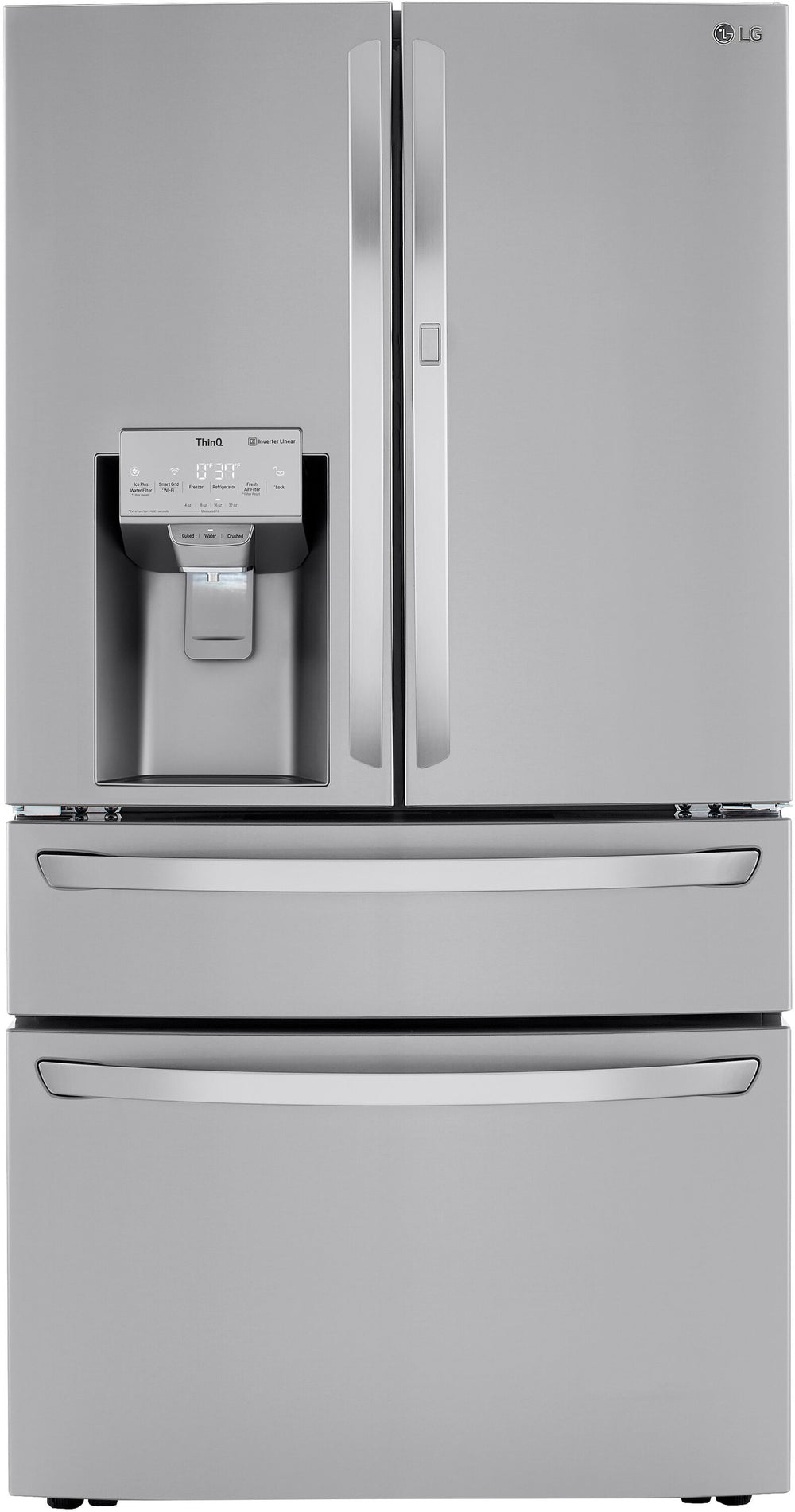 LG Counter-Depth Craft Ice 22.5-cu ft 4 -Door Smart Compatible French Door Refrigerator with Dual Ice Maker with Water and Ice Dispenser and Door within Door ( PrintProof Stainless Steel ) ENERGY STAR Certified