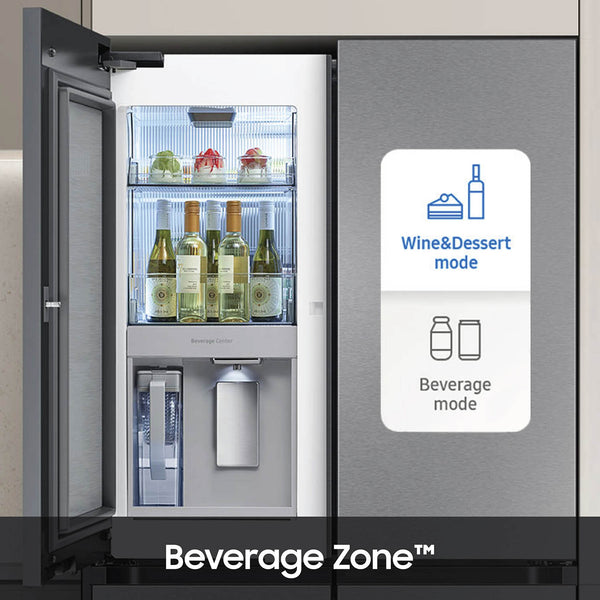Samsung Bespoke Standard-Depth Beverage Center 28.6-cu ft 4 -Door Smart Compatible French Door Refrigerator with Dual Ice Maker with Water Dispenser and Door within Door ( Stainless steel ) ENERGY STAR Certified