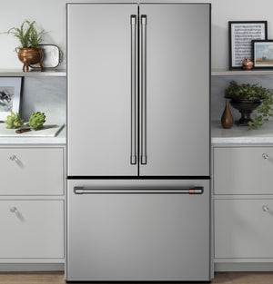 Cafe Counter-Depth 23.1-cu ft 3 -Door Smart Compatible French Door Refrigerator with Ice Maker with Water Dispenser ( Stainless Steel ) ENERGY STAR Certified