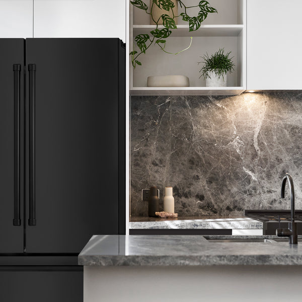 ZLINE KITCHEN & BATH Counter-Depth 22.5-cu ft 4 -Door French Door Refrigerator with Ice Maker ( Fingerprint Resistant Black Stainless Steel ) ENERGY STAR Certified