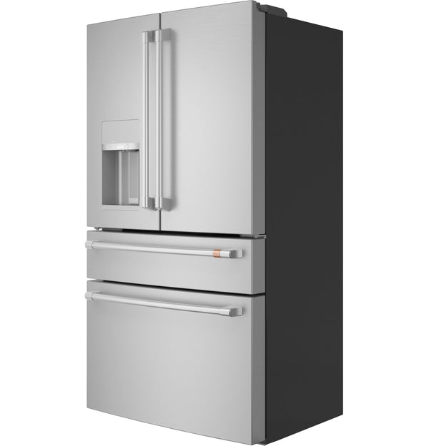 Cafe Counter-Depth 22.3-cu ft 4 -Door Smart Compatible French Door Refrigerator with Ice Maker with Water and Ice Dispenser ( Stainless Steel ) ENERGY STAR Certified
