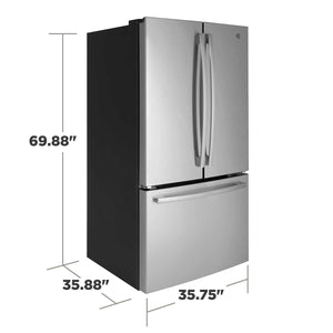 GE Standard-Depth 27-cu ft 3 -Door French Door Refrigerator with Ice Maker with Water Dispenser ( Stainless Steel ) ENERGY STAR Certified