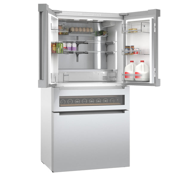 Bosch Counter-Depth 800 Series 21-cu ft 4 -Door French Door Refrigerator with Ice Maker ( Stainless steel ) ENERGY STAR Certified