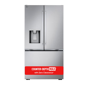 LG Counter-Depth Zero Clearance 23.7-cu ft 3 -Door Smart Compatible French Door Refrigerator with Dual Ice Maker with Water and Ice Dispenser ( PrintProof Stainless Steel ) ENERGY STAR Certified