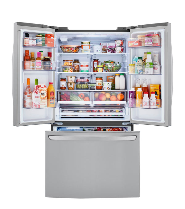 LG Standard-Depth Cooling Door+ 28.7-cu ft 3 -Door French Door Refrigerator with Ice Maker ( Stainless Steel ) ENERGY STAR Certified
