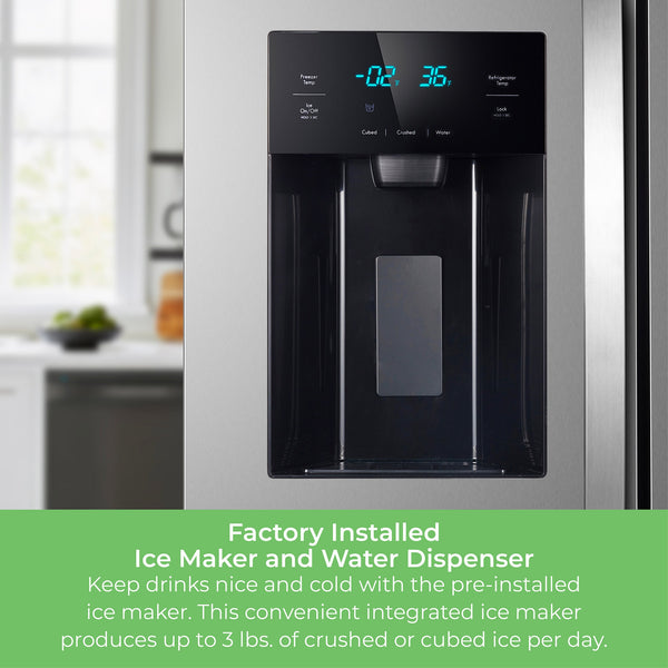 Kenmore 20-cu ft Counter-Depth Side-by-Side Refrigerator with Ice Maker ,Water and Ice Dispenser ( Stainless Steel ) ENERGY STAR Certified