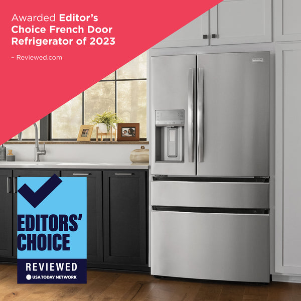 Frigidaire Counter-Depth 21.5-cu ft 4 -Door French Door Refrigerator with Ice Maker with Water and Ice Dispenser ( Smudge-Proof Stainless Steel ) ENERGY STAR Certified
