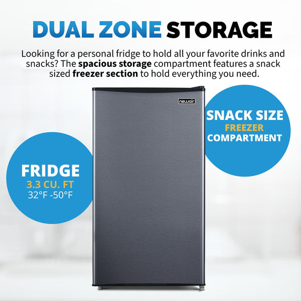 NewAir Mini Fridges 3.3-cu ft Mini Fridge with Freezer ( Gray ) ENERGY STAR