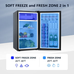 Euhomy  3.2 Cu.Ft Single Door Black Mini Fridge with Freezer
