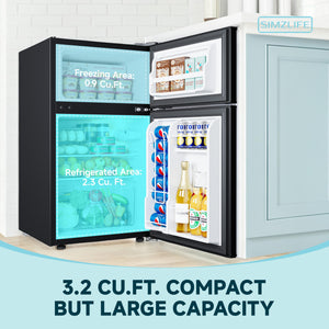 SIMZLIFE 3.2-cu ft Built-In Mini Fridge with Freezer ( Black )