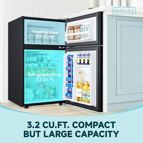 SIMZLIFE 3.2-cu ft Built-In Mini Fridge with Freezer ( Black )