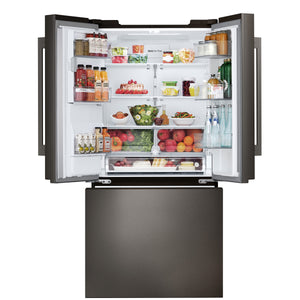 LG Standard-Depth 24.5-cu ft 3 -Door Smart Compatible French Door Refrigerator with Dual Ice Maker with Water and Ice Dispenser ( PrintProof Black Stainless Steel ) ENERGY STAR Certified