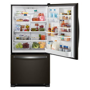 Whirlpool 22.1-cu ft Standard-Depth Bottom-Freezer Refrigerator with Ice Maker ( Fingerprint Resistant Black Stainless ) ENERGY STAR Certified