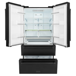 ZLINE KITCHEN & BATH Counter-Depth 22.5-cu ft 4 -Door French Door Refrigerator with Ice Maker ( Fingerprint Resistant Black Stainless Steel ) ENERGY STAR Certified