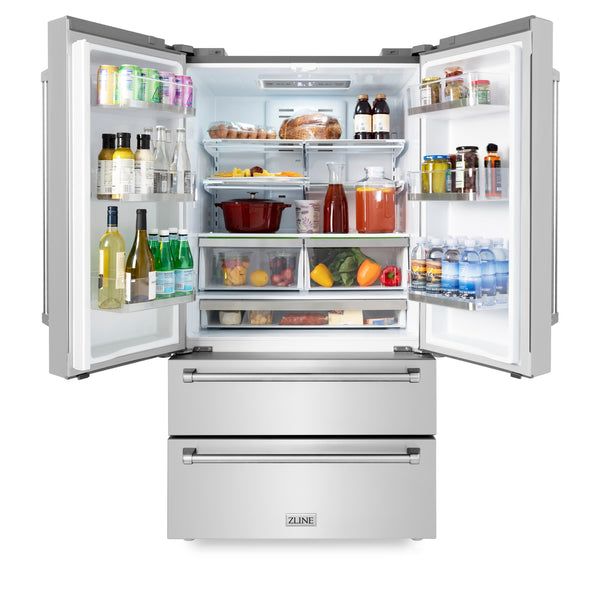 ZLINE KITCHEN & BATH Counter-Depth 22.5-cu ft 4 -Door French Door Refrigerator with Ice Maker ( Fingerprint Resistant Stainless Steel ) ENERGY STAR Certified