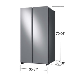 Samsung 28-cu ft Side-by-Side Refrigerator Smart Compatible with Ice Maker with Ice Dispenser ( Fingerprint Resistant Stainless Steel )