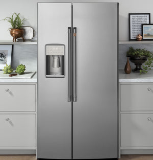 Cafe 21.9-cu ft Counter-Depth Side-by-Side Refrigerator with Ice Maker ,Water and Ice Dispenser ( Stainless Steel )