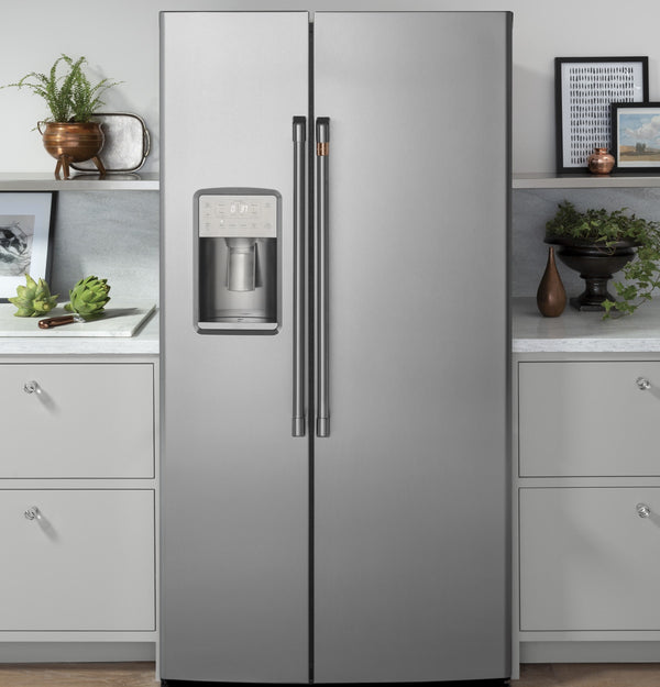 Cafe 21.9-cu ft Counter-Depth Side-by-Side Refrigerator with Ice Maker ,Water and Ice Dispenser ( Stainless Steel )