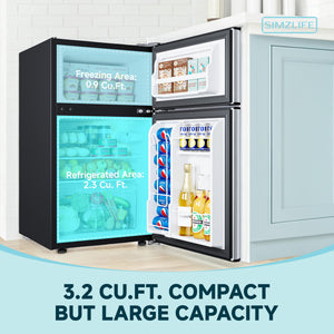 SIMZLIFE 3.2-cu ft Built-In Mini Fridge with Freezer ( Silver )