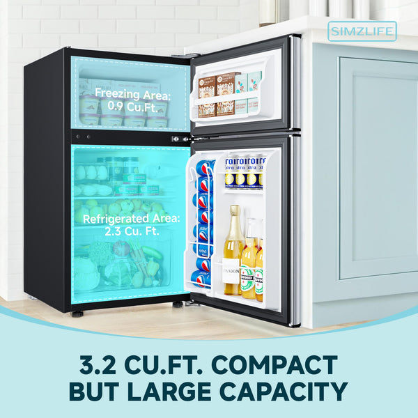 SIMZLIFE 3.2-cu ft Built-In Mini Fridge with Freezer ( Silver )