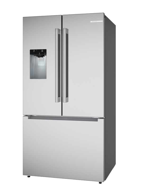 Bosch Fastest Ice Maker Standard-Depth 300 Series 26-cu ft 3 -Door Smart Compatible French Door Refrigerator with Ice Maker with Water and Ice Dispenser ( Stainless Steel ) ENERGY STAR Certified