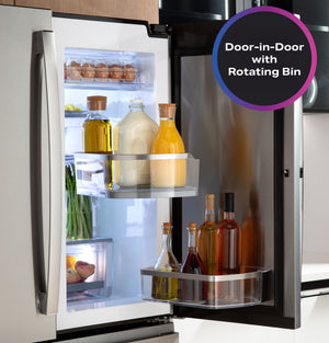 GE Profile Standard-Depth 28-cu ft 4 -Door Smart Compatible French Door Refrigerator with Ice Maker with Water Dispenser and Door within Door ( Fingerprint-resistant Stainless Steel ) ENERGY STAR Certified