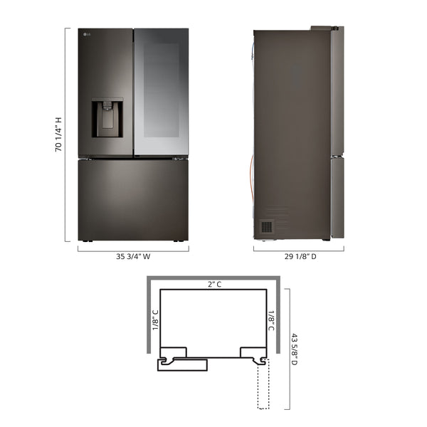 LG Counter-Depth InstaView 4 Types of Ice 25.5-cu ft 3 -Door Smart Compatible French Door Refrigerator with Dual Ice Maker with Water and Ice Dispenser and Door within Door ( PrintProof Black Stainless Steel ) ENERGY STAR Certified