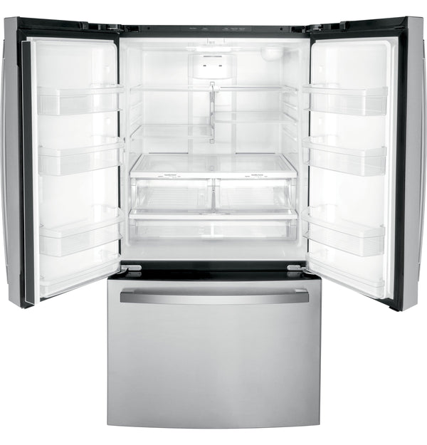 GE Counter-Depth 21.9-cu ft 3 -Door French Door Refrigerator with Ice Maker with Water Dispenser ( Stainless Steel ) ENERGY STAR Certified