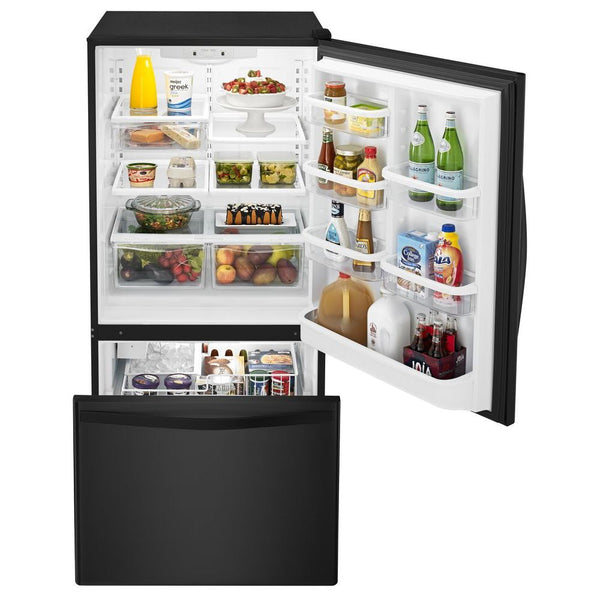Whirlpool 18.7-cu ft Standard-Depth Bottom-Freezer Refrigerator with Ice Maker ( Black ) ENERGY STAR Certified