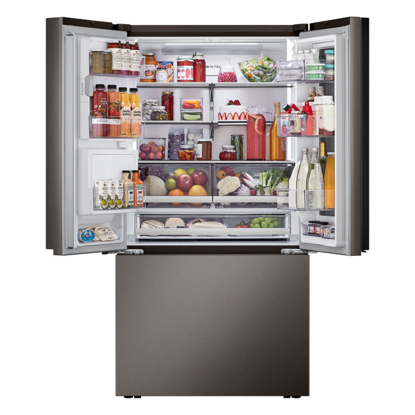 LG Counter-Depth InstaView 4 Types of Ice 25.5-cu ft 3 -Door Smart Compatible French Door Refrigerator with Dual Ice Maker with Water and Ice Dispenser and Door within Door ( PrintProof Black Stainless Steel ) ENERGY STAR Certified