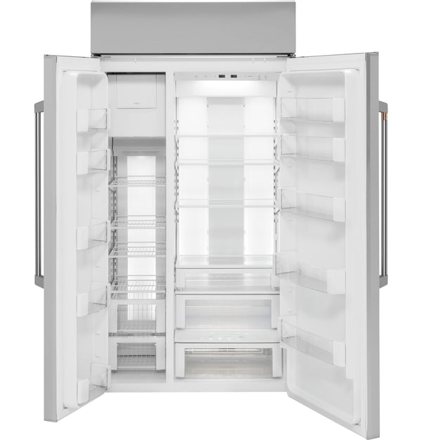 Cafe 29.5-cu ft Counter-Depth Side-by-Side Refrigerator Built-In Smart Compatible with Ice Maker ( Stainless Steel )