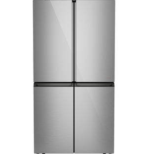 Cafe Standard-Depth 27.4-cu ft 4 -Door Smart Compatible French Door Refrigerator with Ice Maker with Water Dispenser ( Platinum Glass ) ENERGY STAR Certified