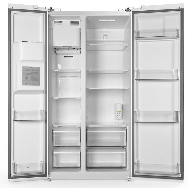 COWSAR 20.01-cu ft Counter-Depth Side-by-Side Refrigerator with Ice Maker ,Water and Ice Dispenser ( Silver )