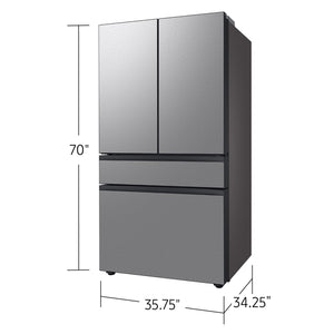 Samsung Bespoke Standard-Depth Inner Beverage Center 28.9-cu ft 4 -Door Smart Compatible French Door Refrigerator with Ice Maker with Water Dispenser ( Stainless Steel ) ENERGY STAR Certified