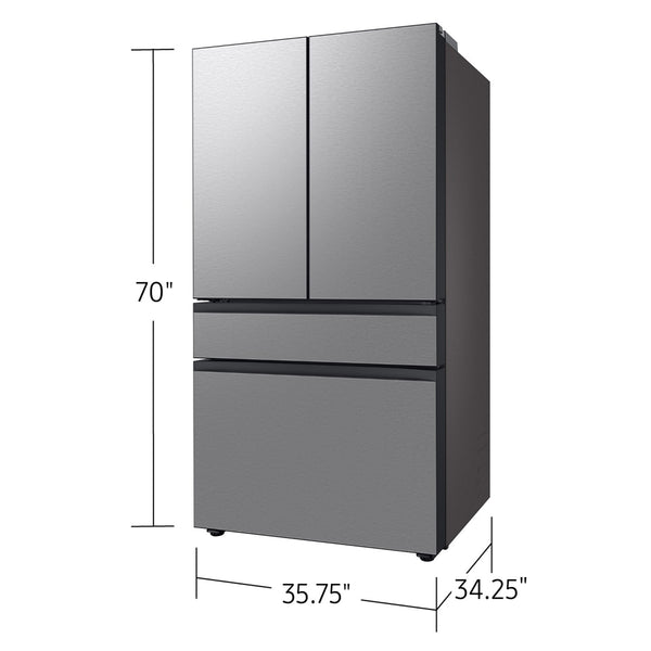 Samsung Bespoke Standard-Depth Inner Beverage Center 28.9-cu ft 4 -Door Smart Compatible French Door Refrigerator with Ice Maker with Water Dispenser ( Stainless Steel ) ENERGY STAR Certified