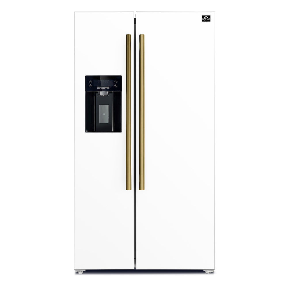 FORNO Salerno 20-cu ft Counter-Depth Side-by-Side Refrigerator with Ice Maker ,Water and Ice Dispenser ( White ) ENERGY STAR Certified