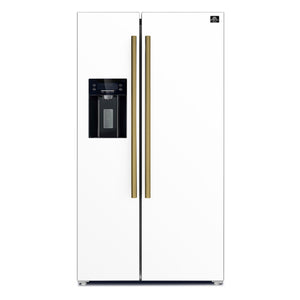 FORNO Salerno 20-cu ft Counter-Depth Side-by-Side Refrigerator with Ice Maker ,Water and Ice Dispenser ( White ) ENERGY STAR Certified