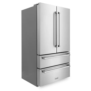 ZLINE KITCHEN & BATH Counter-Depth 22.5-cu ft 4 -Door French Door Refrigerator with Ice Maker ( Fingerprint Resistant Stainless Steel ) ENERGY STAR Certified