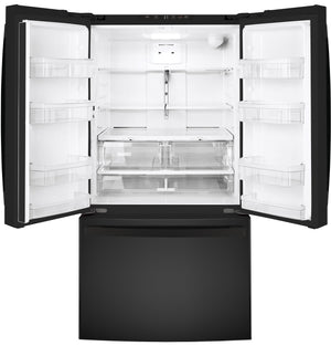 GE Standard-Depth 27-cu ft 3 -Door French Door Refrigerator with Ice Maker with Water Dispenser ( Black ) ENERGY STAR Certified