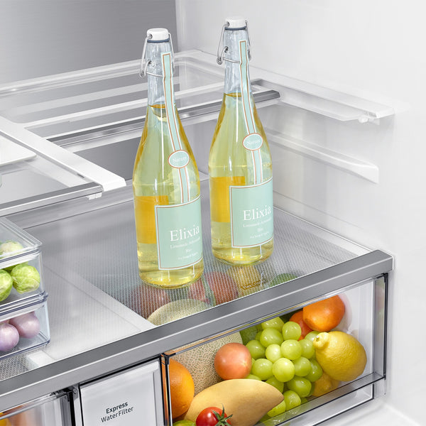 Samsung Bespoke Standard-Depth Beverage Center 28.6-cu ft 4 -Door Smart Compatible French Door Refrigerator with Dual Ice Maker with Water Dispenser and Door within Door ( White Glass ) ENERGY STAR Certified