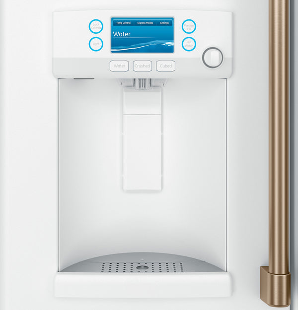 Cafe Counter-Depth 22.2-cu ft 3 -Door Smart Compatible French Door Refrigerator with Ice Maker with Water and Ice Dispenser ( Matte White ) ENERGY STAR Certified