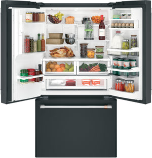 Cafe Counter-Depth 22.2-cu ft 3 -Door Smart Compatible French Door Refrigerator with Ice Maker with Water and Ice Dispenser ( Matte Black ) ENERGY STAR Certified