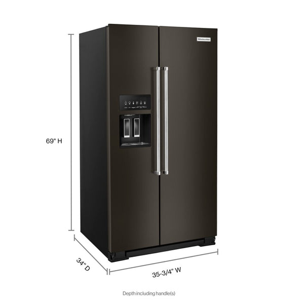KitchenAid 24.8-cu ft Side-by-Side Refrigerator with Ice Maker ,Water and Ice Dispenser ( Black Stainless with PRINTSHIELD Finish ) ENERGY STAR Certified