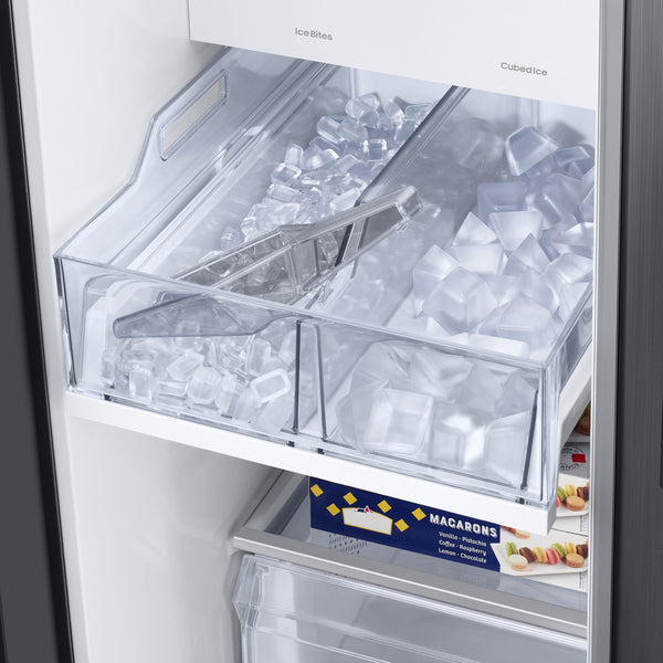 Samsung Bespoke Beverage Center 28-cu ft Side-by-Side Refrigerator Smart Compatible with Dual Ice Maker and Water Dispenser ( Stainless Steel ) ENERGY STAR Certified