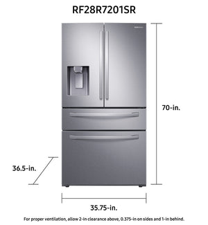 Samsung Standard-Depth with FlexZone Drawer 28-cu ft 4 -Door Smart Compatible French Door Refrigerator with Ice Maker with Water and Ice Dispenser ( Stainless Steel ) ENERGY STAR Certified