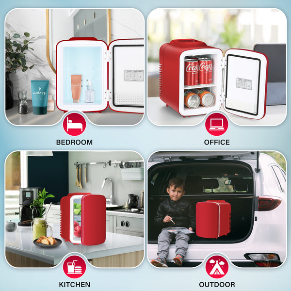 Mondawe 0.14-cu ft Mini Fridge ( Red )
