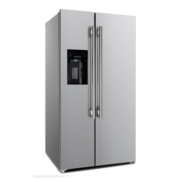 FORNO 20-cu ft Counter-Depth Side-by-Side Refrigerator with Ice Maker ,Water and Ice Dispenser ( Stainless Steel ) ENERGY STAR Certified